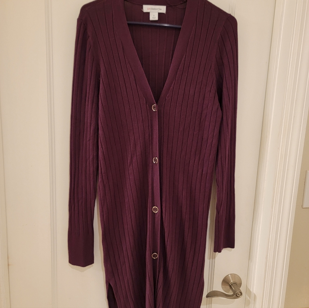 Liz Claiborne Deep Purple/Plum Ribbed Cardigan